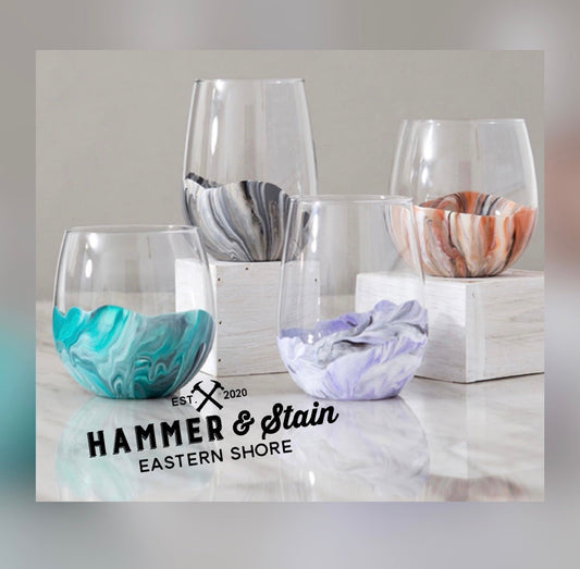 Marble Dipped Stemless Glasses Event