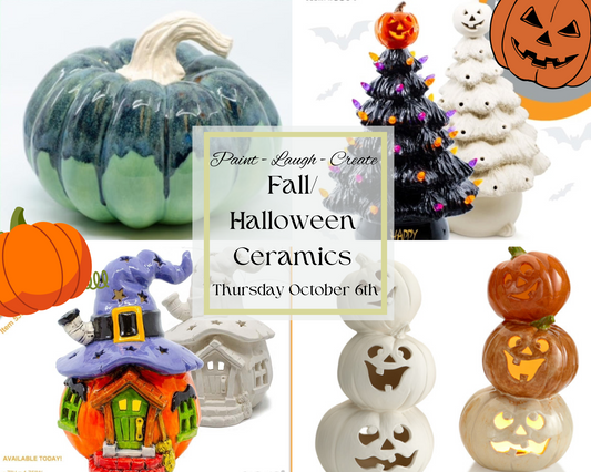10/06/23 Thursday 6:00 Halloween/Fall Ceramics Workshop )