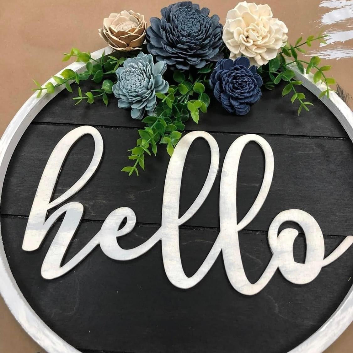 02/23/25 Sunday 5:00 PM Wooden Flower Hello Door Sign or Pallet Sign