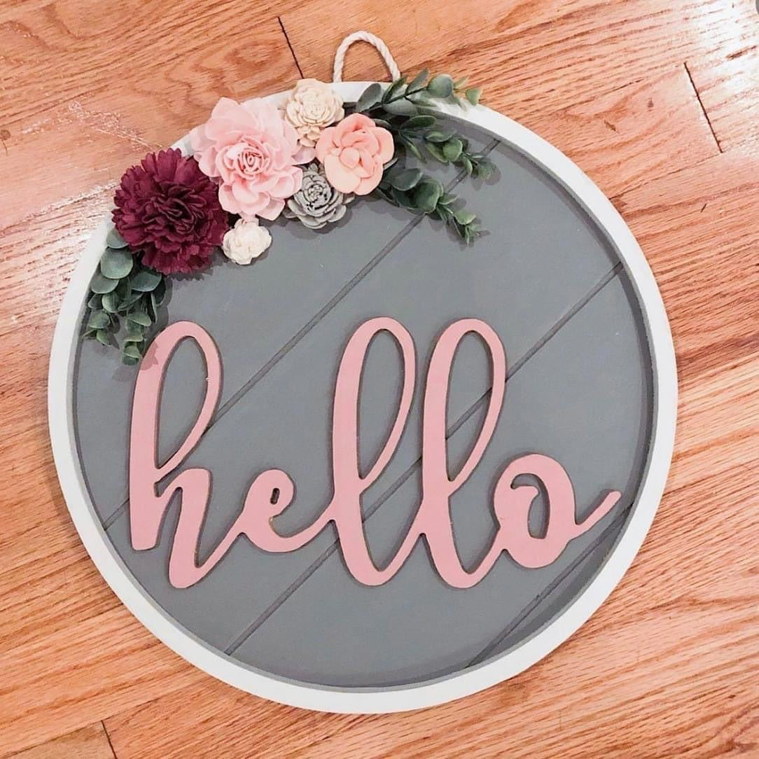 02/23/25 Sunday 5:00 PM Wooden Flower Hello Door Sign or Pallet Sign